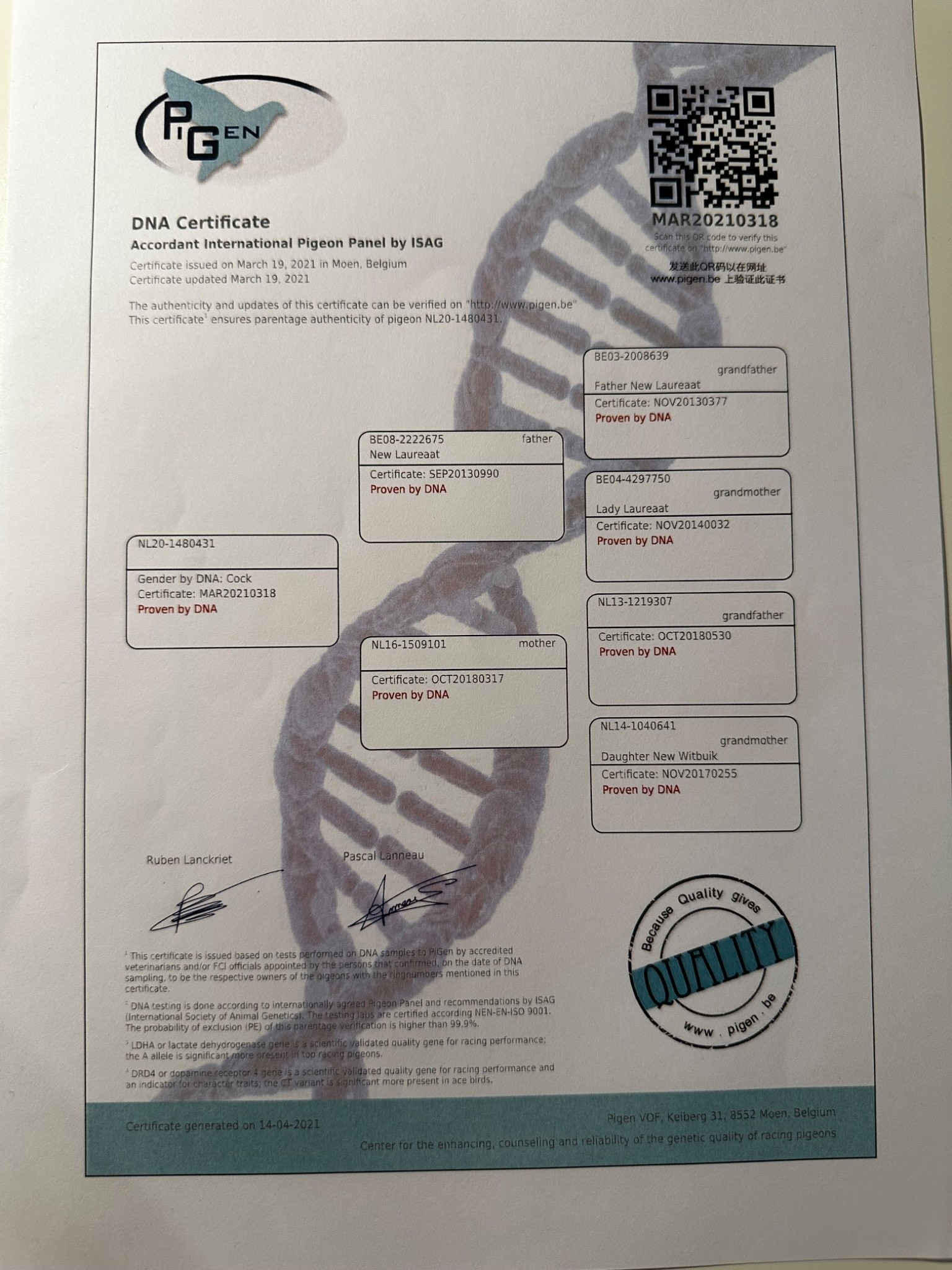 Foto DNA test New Laureaat